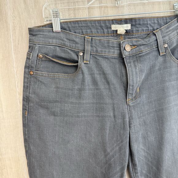 Eileen Fisher Jeans Womens 10 Gray Straight Leg Organic Cotton Blend Stretch USA - Picture 4 of 14